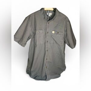 EUC Carhartt Men’s Charcoal Gray Button Down Shirt size L rugged flex workwear